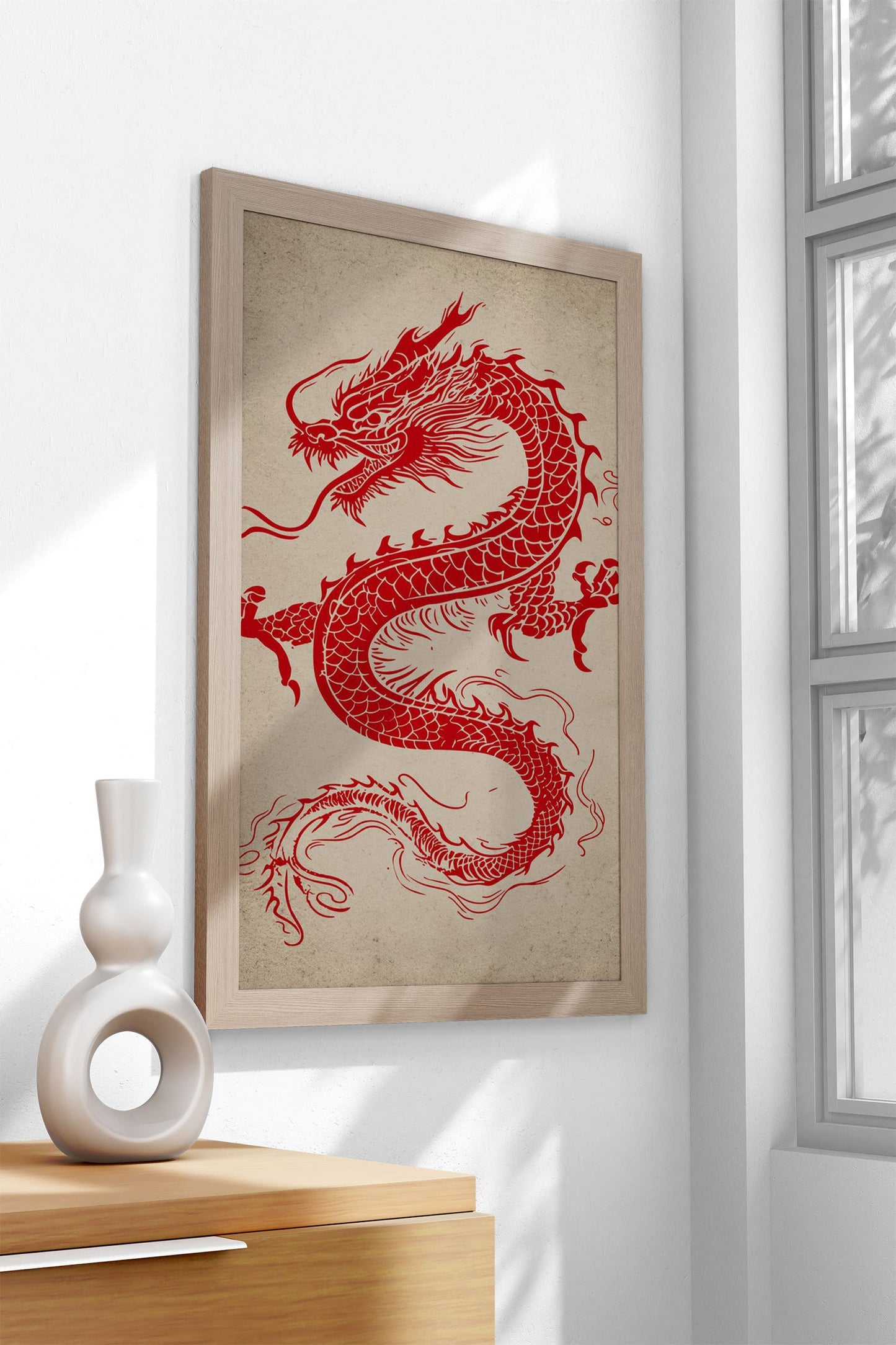 Asian Red Dragon Asian Style Poster | Wall Art for Home & Office | High-Quality Print