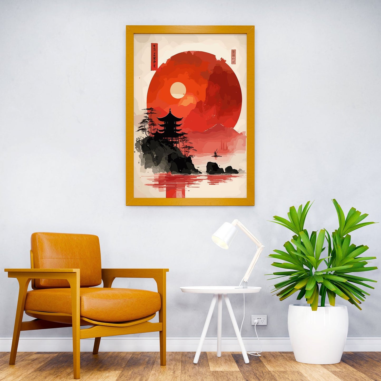 Asian Red Sunset Landscape Asian Style Poster | Wall Art for Home & Office | High-Quality Print