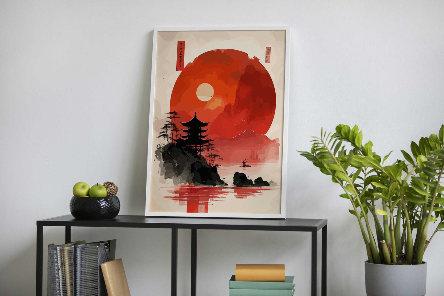 Asian Red Sunset Landscape Asian Style Poster | Wall Art for Home & Office | High-Quality Print