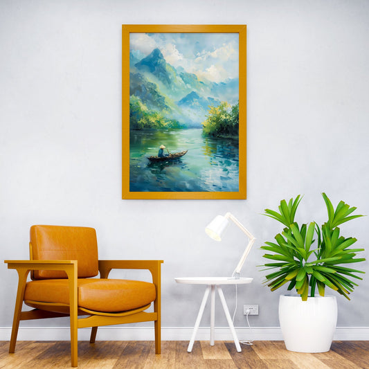 Asian River Mountains Asian Style Poster | Wall Art for Home & Office | High-Quality Print