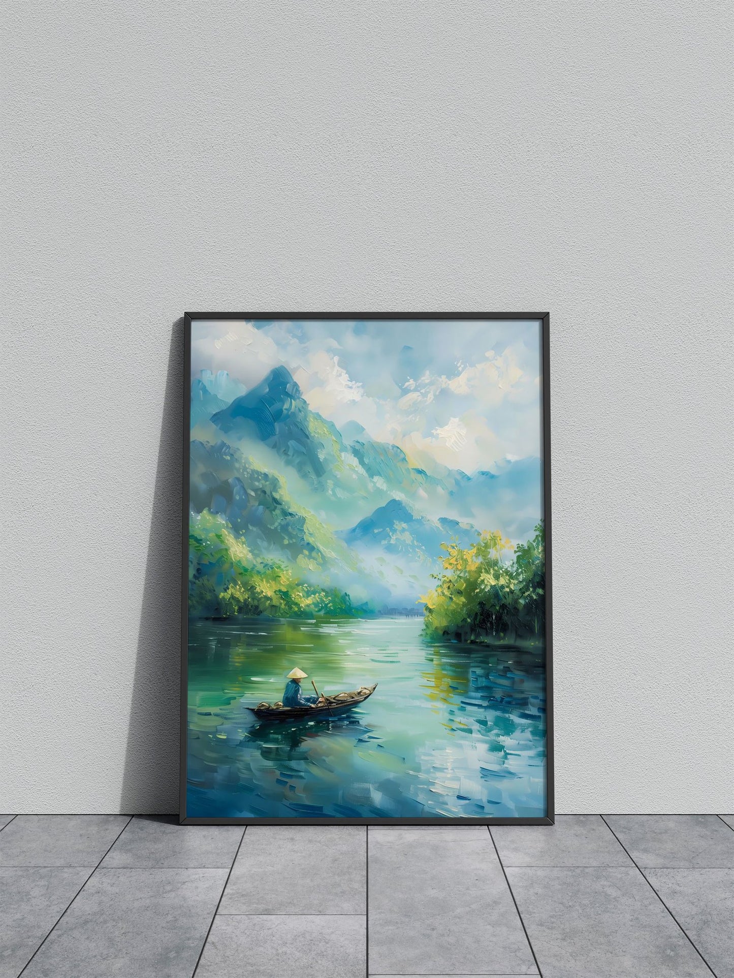 Asian River Mountains Asian Style Poster | Wall Art for Home & Office | High-Quality Print