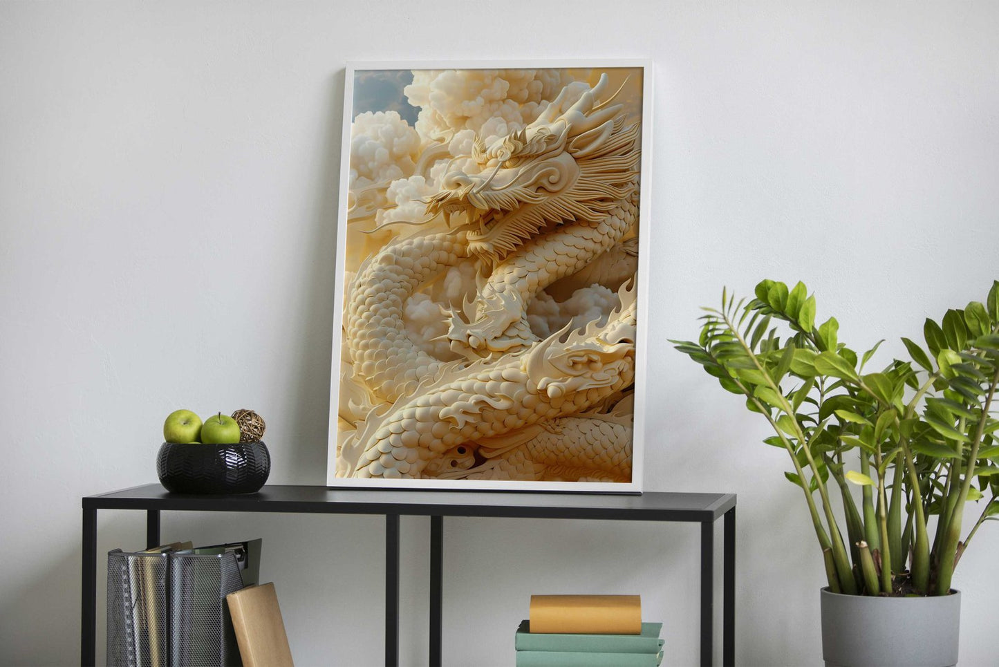 Asian White Dragon Asian Style Poster | Wall Art for Home & Office | High-Quality Print