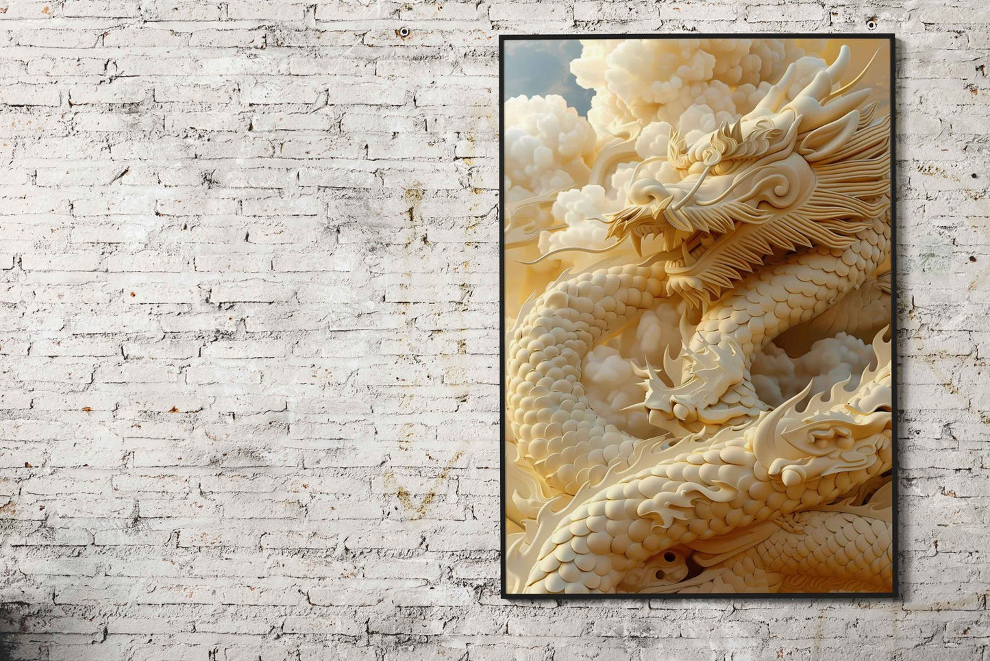Asian White Dragon Asian Style Poster | Wall Art for Home & Office | High-Quality Print