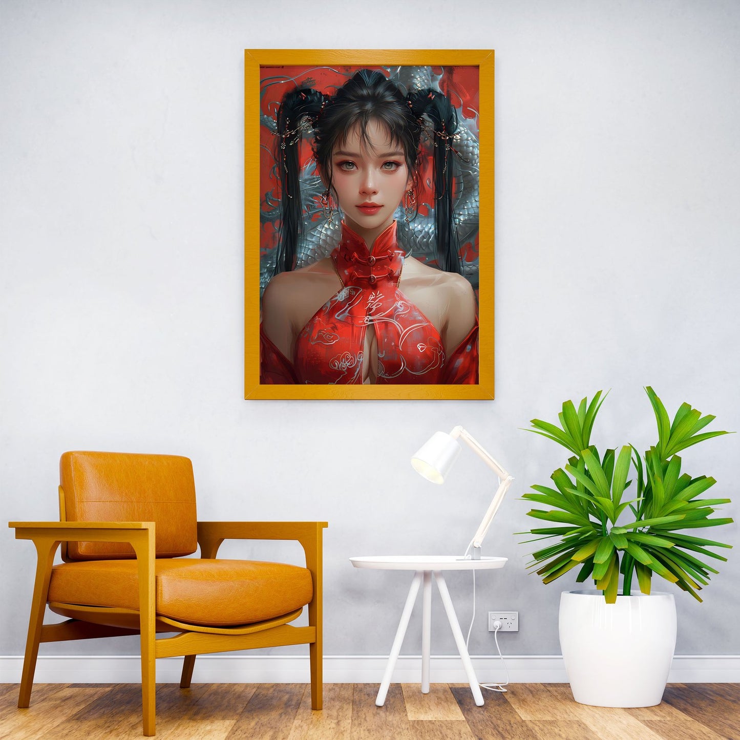 Asian Woman And Dragon Asian Style Poster | Wall Art for Home & Office | High-Quality Print