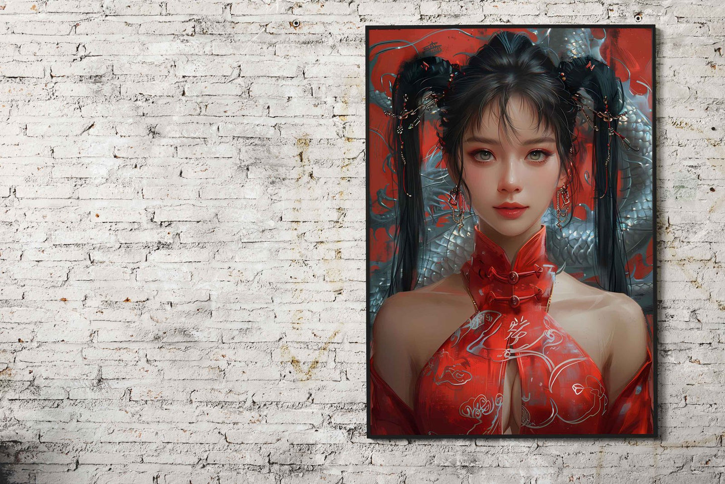 Asian Woman And Dragon Asian Style Poster | Wall Art for Home & Office | High-Quality Print