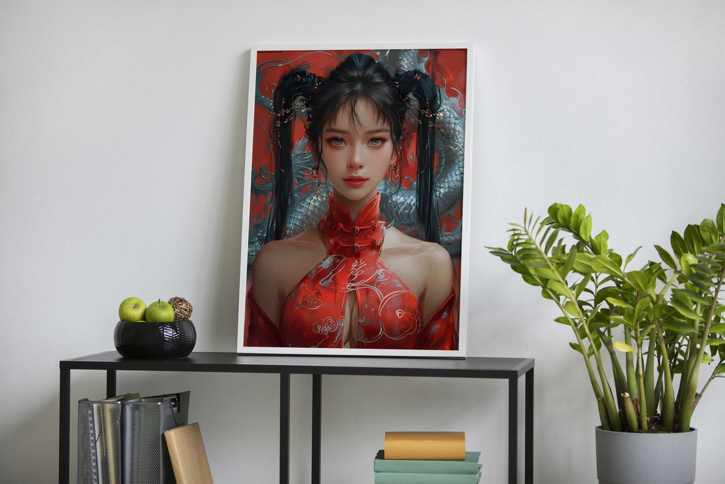 Asian Woman And Dragon Asian Style Poster | Wall Art for Home & Office | High-Quality Print