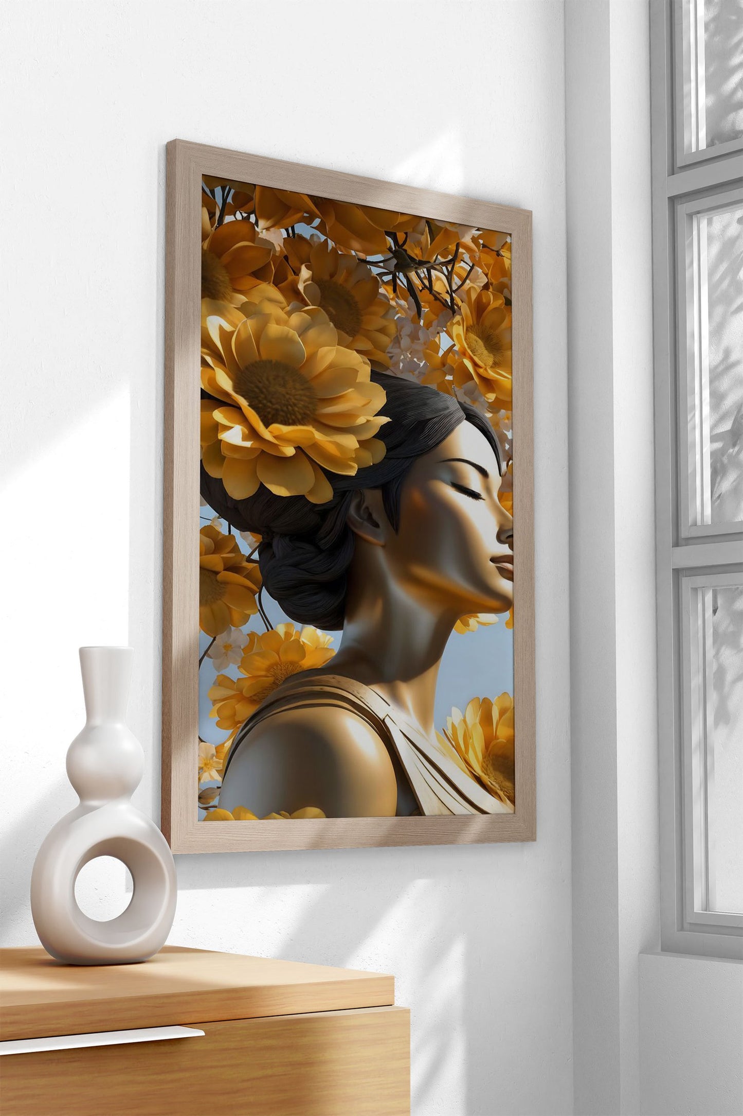 Asian woman among flowers Asian Style Poster | Wall Art for Home & Office | High-Quality Print