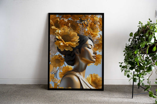 Asian woman among flowers Asian Style Poster | Wall Art for Home & Office | High-Quality Print