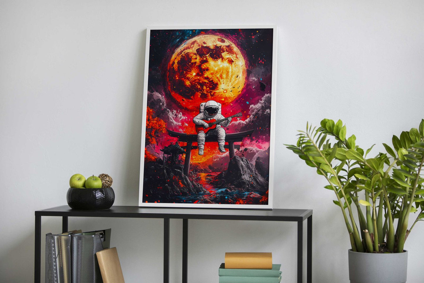 Astronaut Playing Guitar Asian Style Poster | Wall Art for Home & Office | High-Quality Print