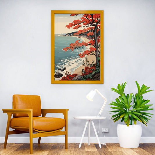 Autumn Coastline Asian Style Poster | Wall Art for Home & Office | High-Quality Print