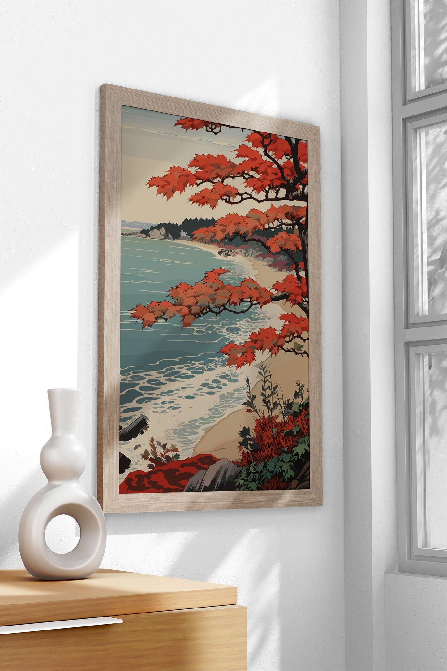 Autumn Coastline Asian Style Poster | Wall Art for Home & Office | High-Quality Print