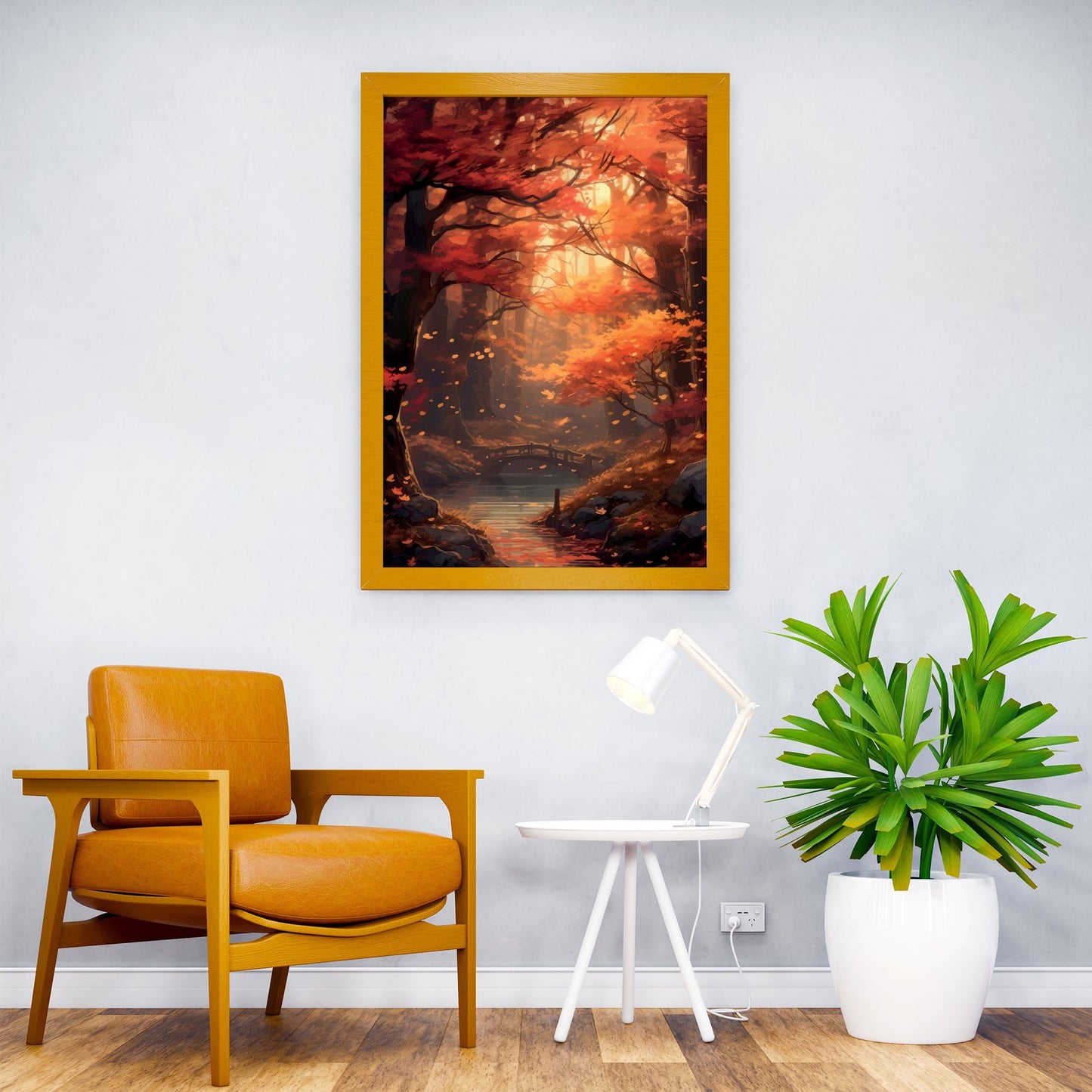 Autumn Forest Stream Asian Style Poster | Wall Art for Home & Office | High-Quality Print