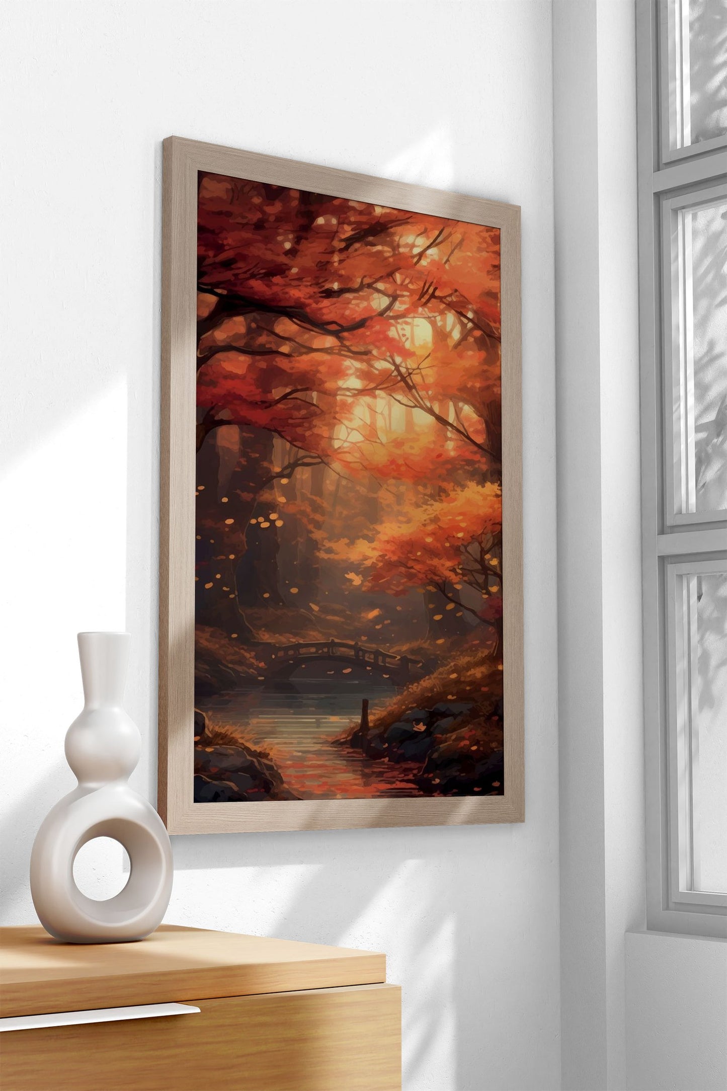Autumn Forest Stream Asian Style Poster | Wall Art for Home & Office | High-Quality Print