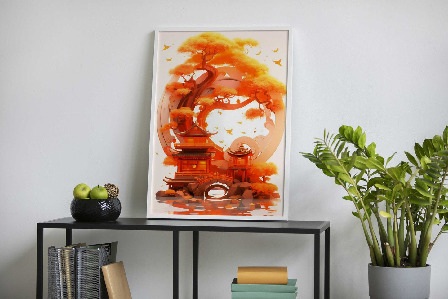 Autumnal Pagoda Landscape Asian Style Poster | Wall Art for Home & Office | High-Quality Print