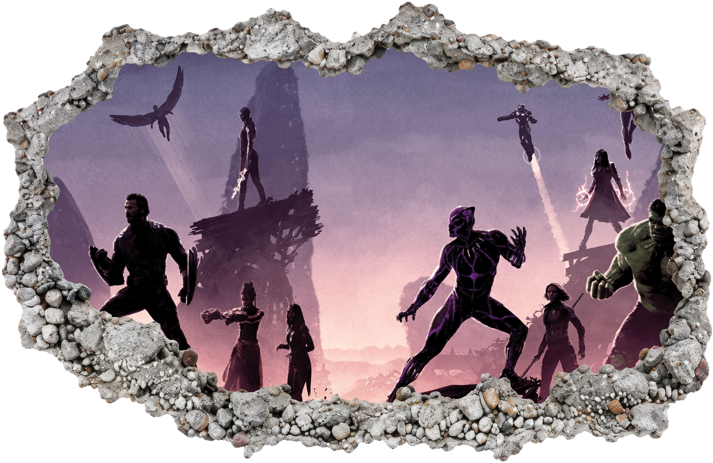Avengers Endgame Heroes 3D Smashed Wall Decal Nursery Wall Art 006