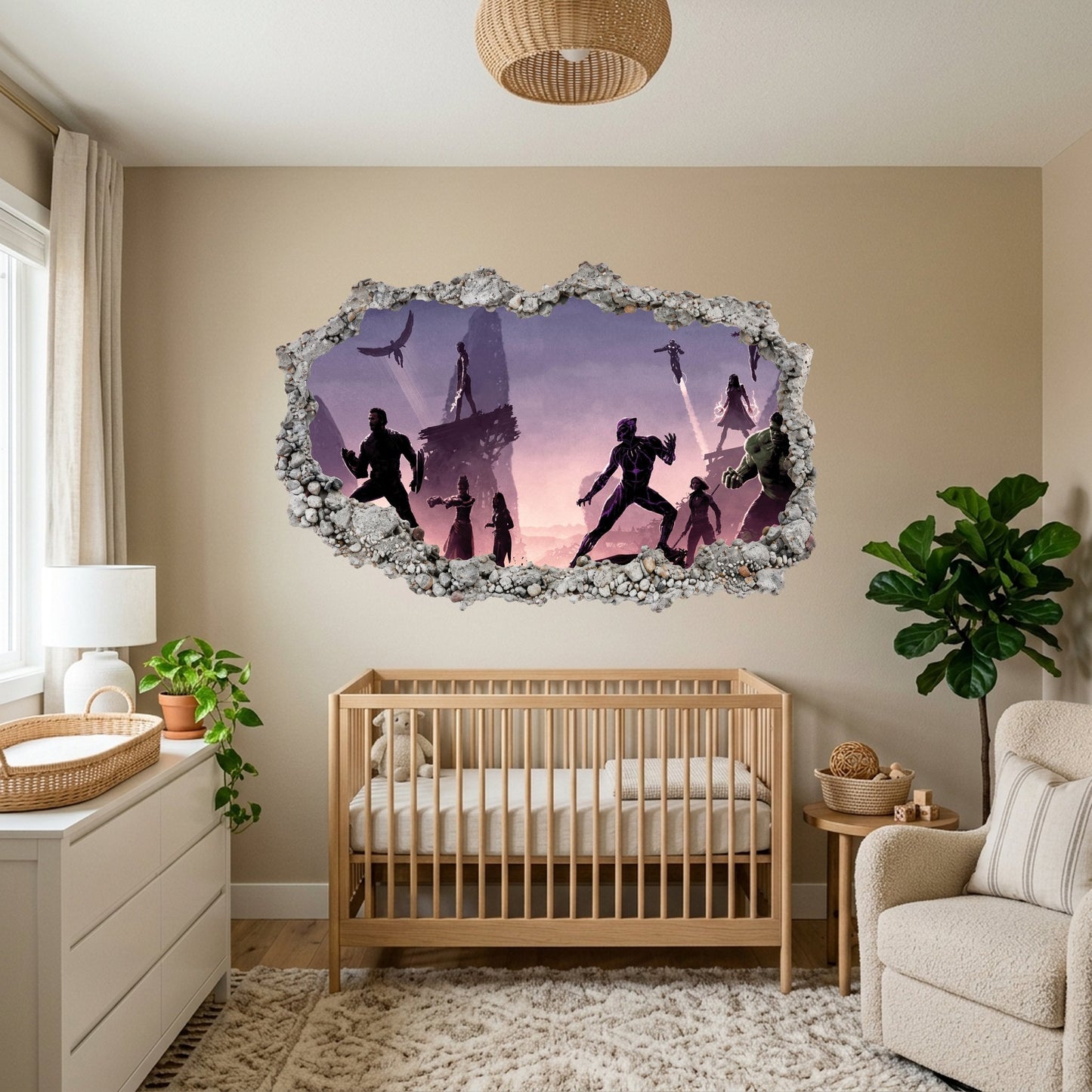 Avengers Endgame Heroes 3D Smashed Wall Decal Nursery Wall Art 006