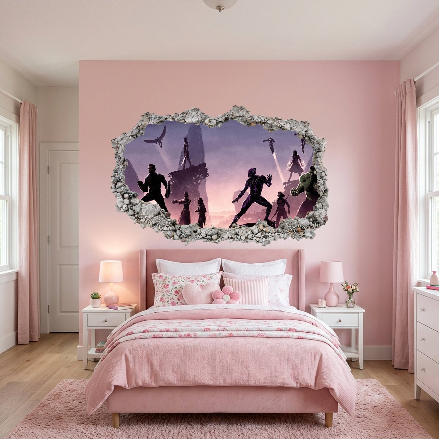Avengers Endgame Heroes 3D Smashed Wall Decal Nursery Wall Art 006