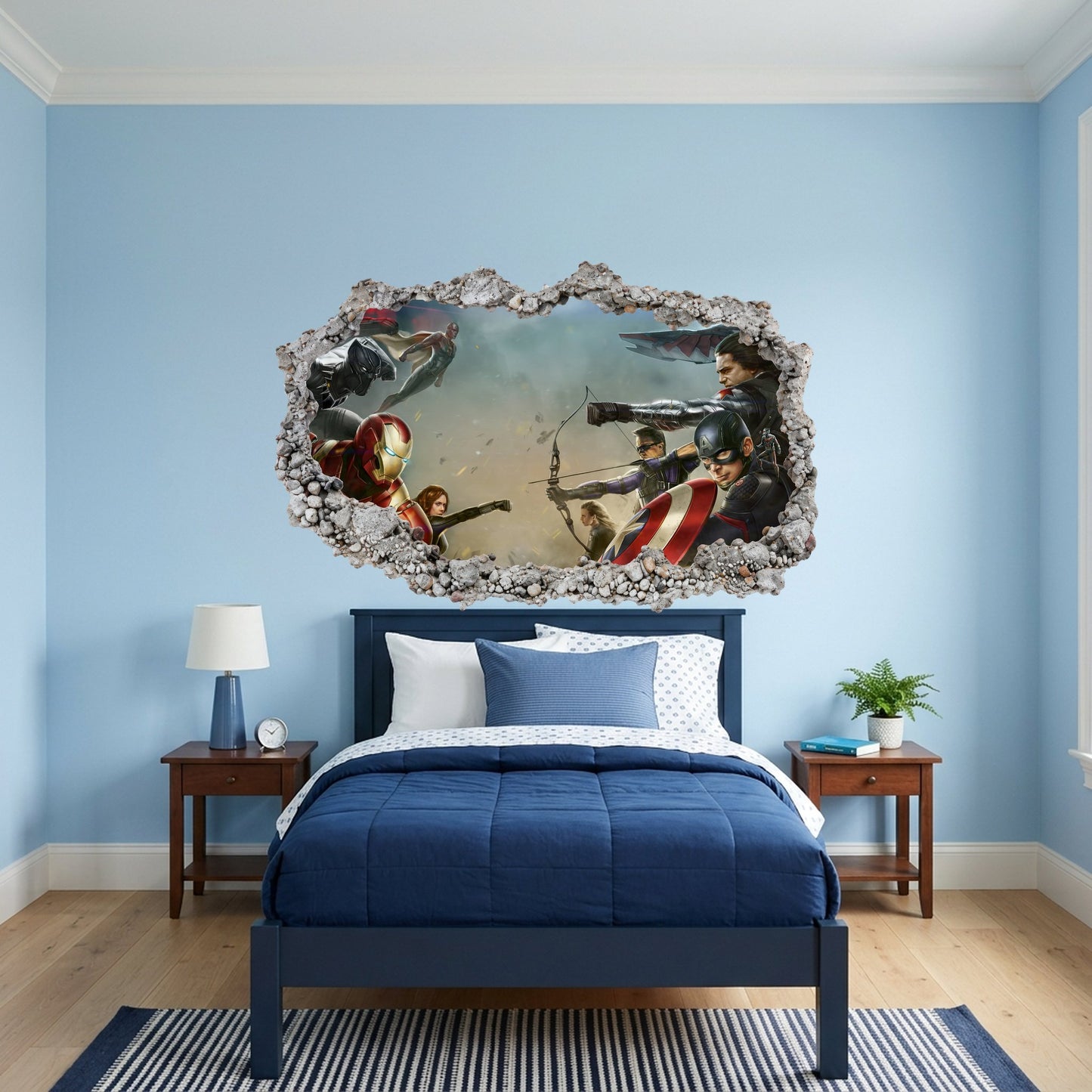 Avengers Endgame Heroes 3D Wall Hole Decal Kids Room Decor 014