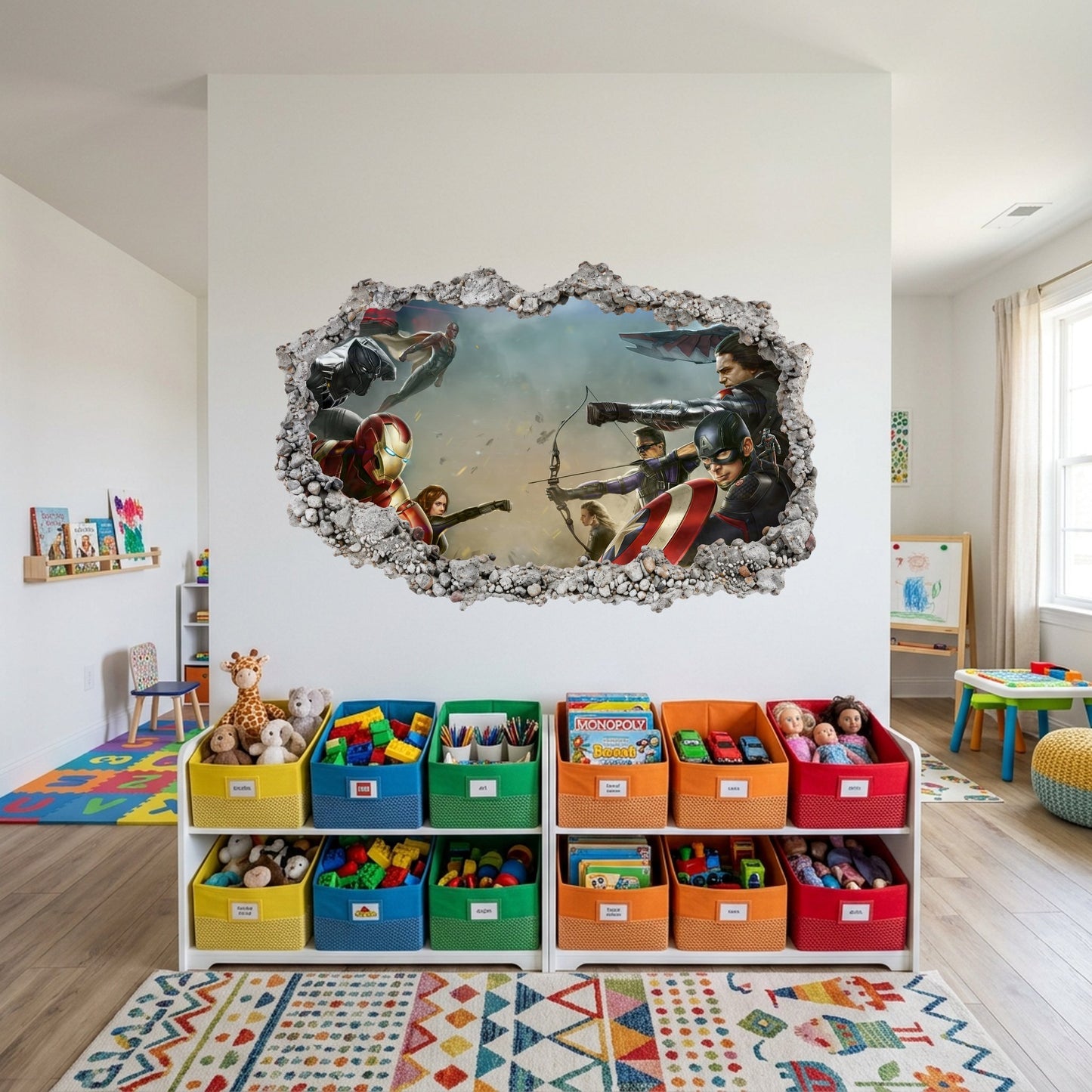 Avengers Endgame Heroes 3D Wall Hole Decal Kids Room Decor 014