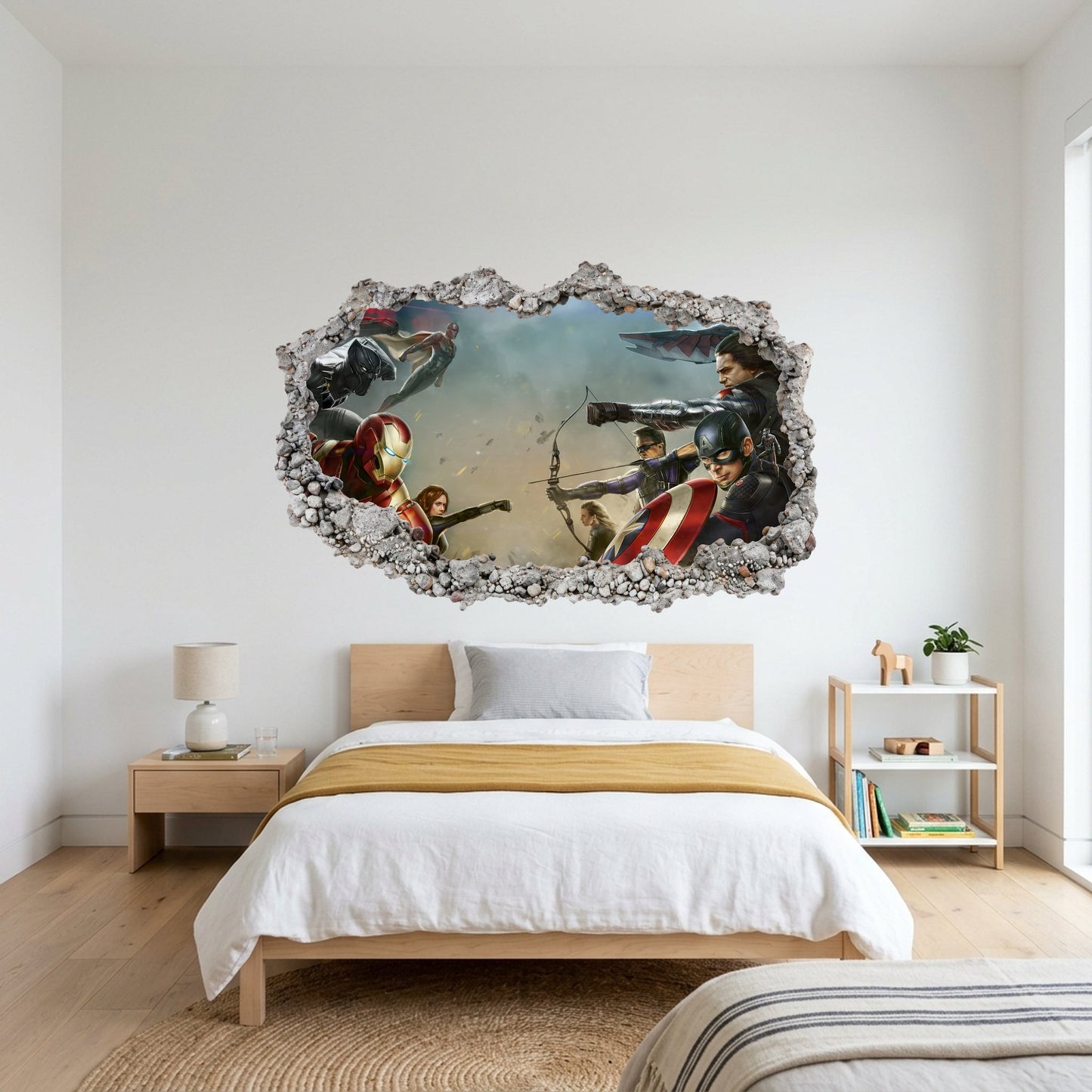 Avengers Endgame Heroes 3D Wall Hole Decal Kids Room Decor 014