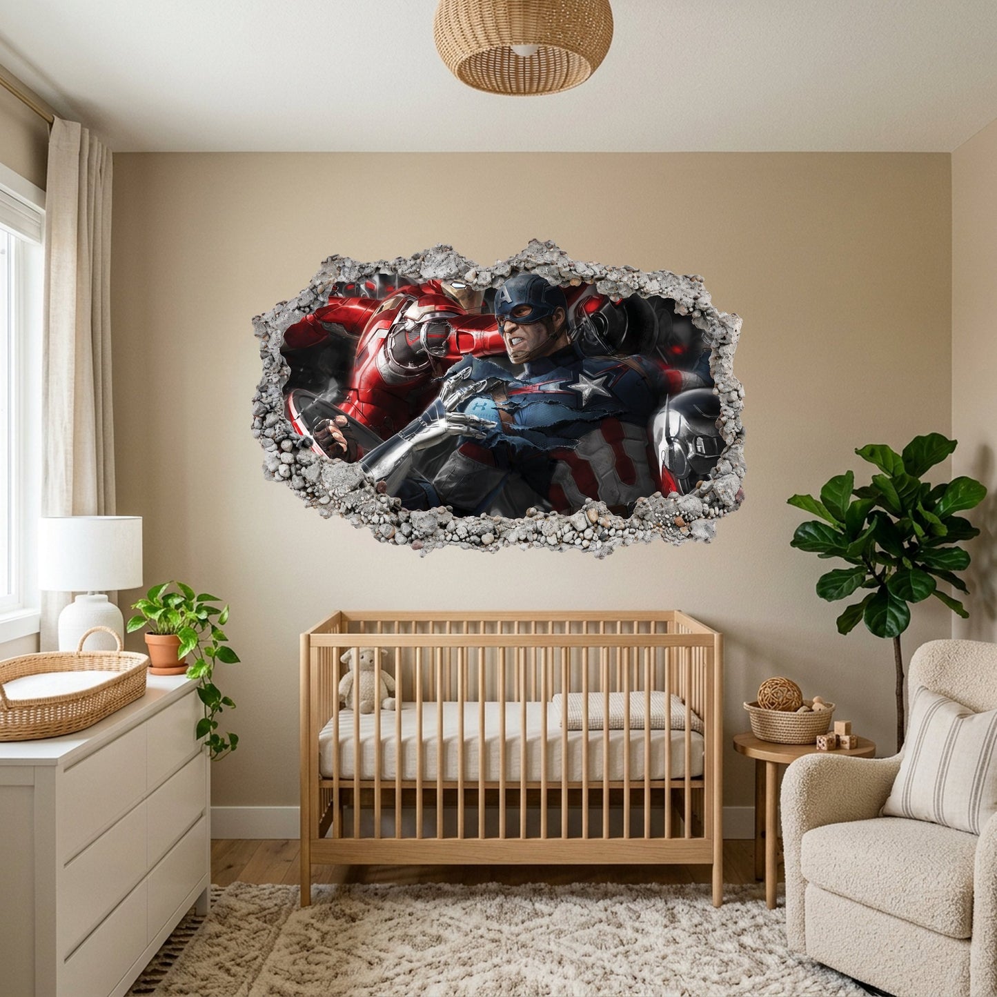 Avengers Endgame Heroes Smashed Brick Decal Bedroom Decor 008