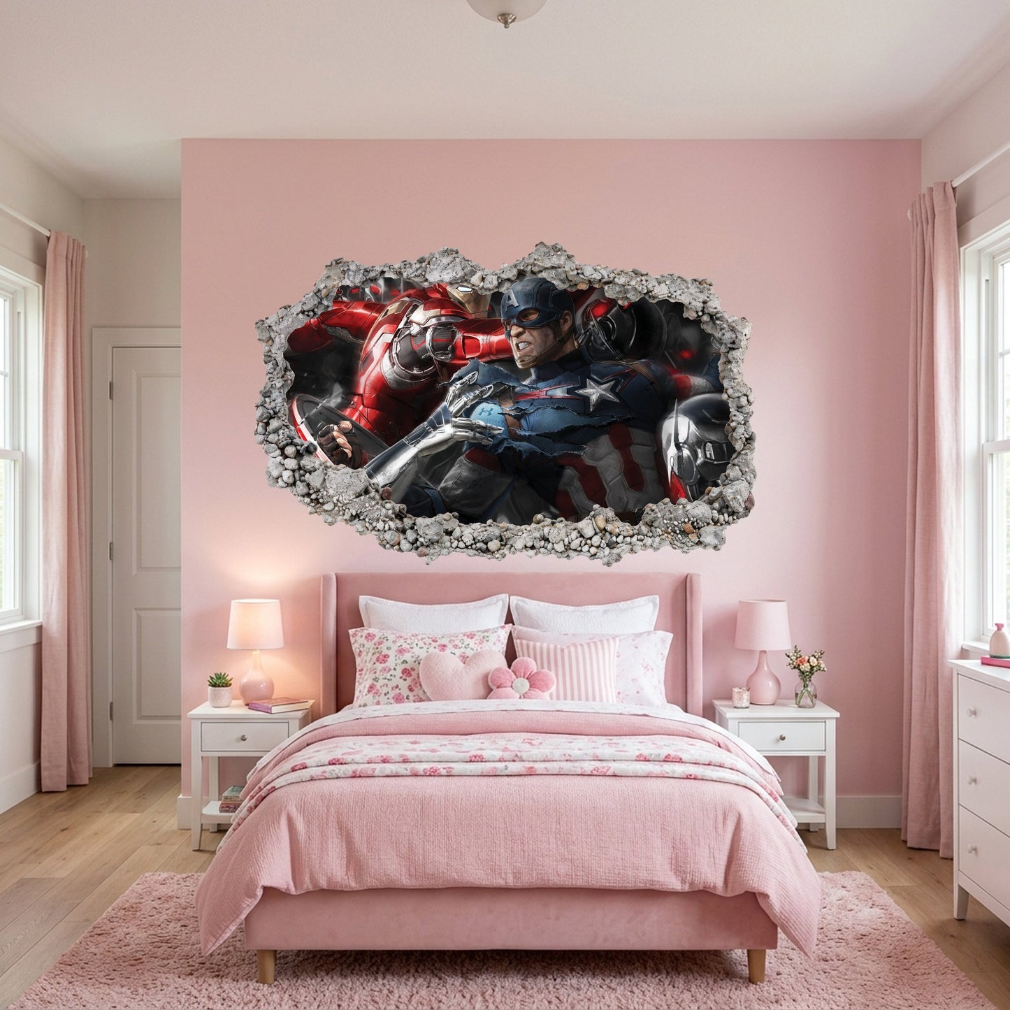 Avengers Endgame Heroes Smashed Brick Decal Bedroom Decor 008