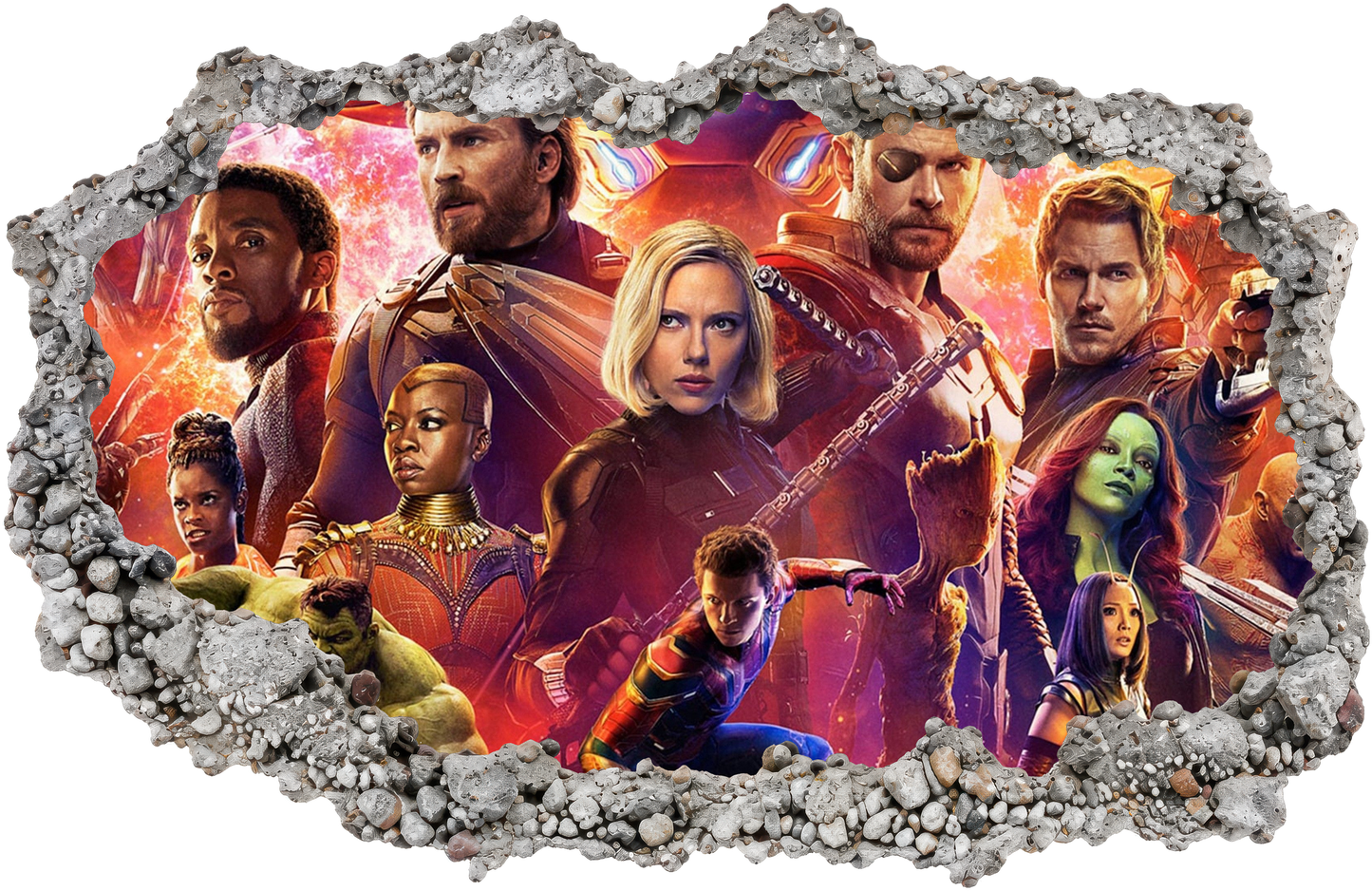 Avengers Endgame Heroes Smashed Brick Decal Nursery Wall Art 036