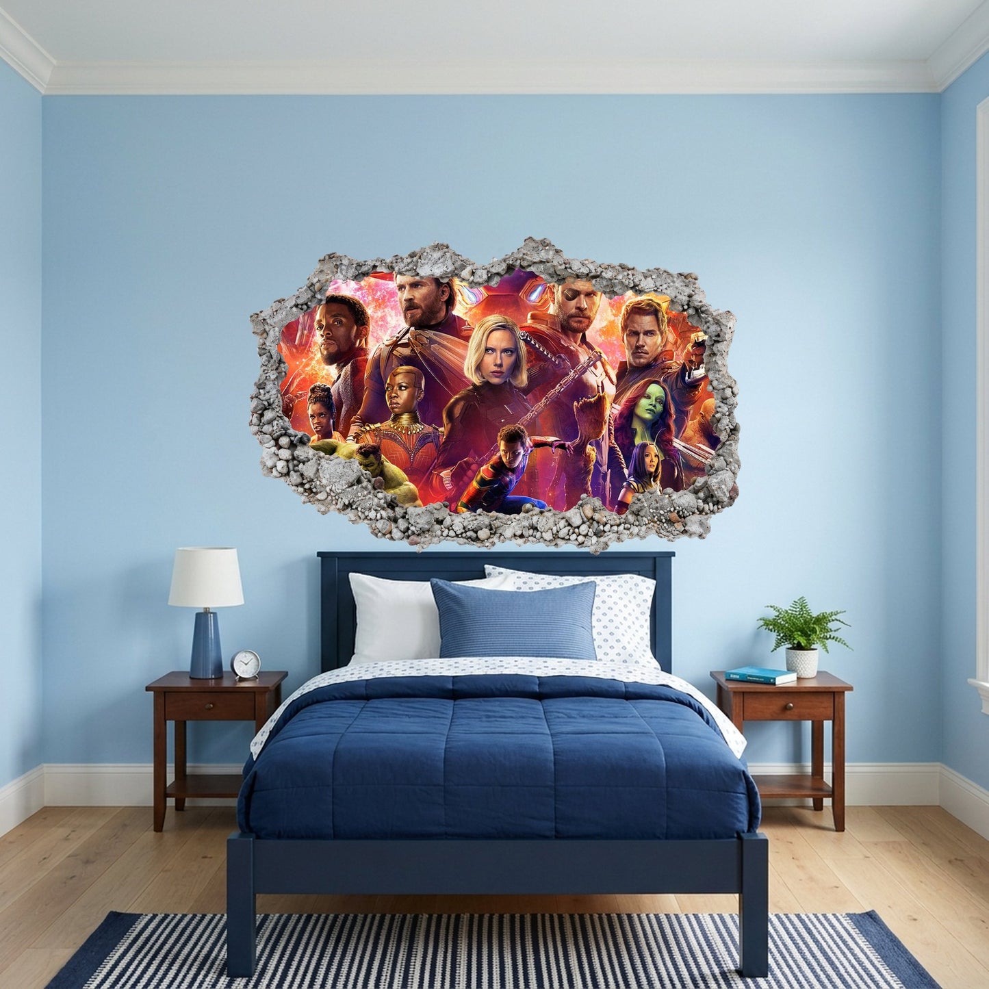 Avengers Endgame Heroes Smashed Brick Decal Nursery Wall Art 036