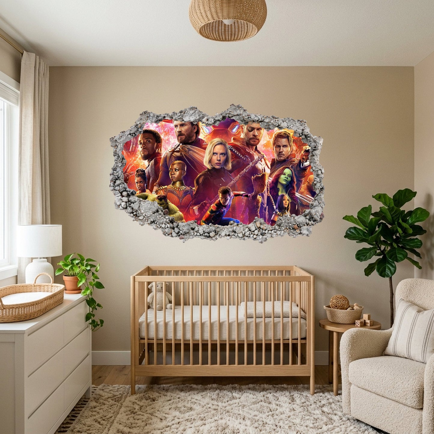 Avengers Endgame Heroes Smashed Brick Decal Nursery Wall Art 036