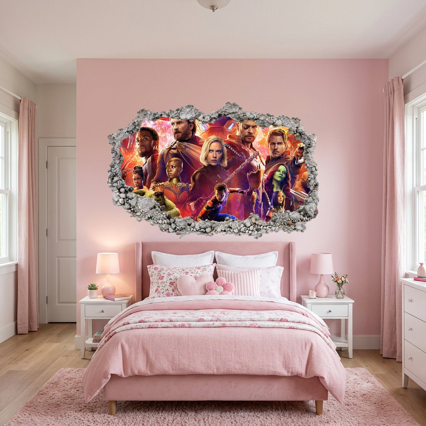 Avengers Endgame Heroes Smashed Brick Decal Nursery Wall Art 036