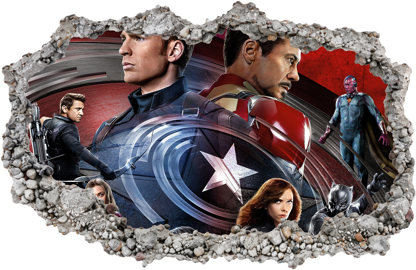 Avengers Endgame Heroes Smashed Brick Decal Vinyl Mural 024
