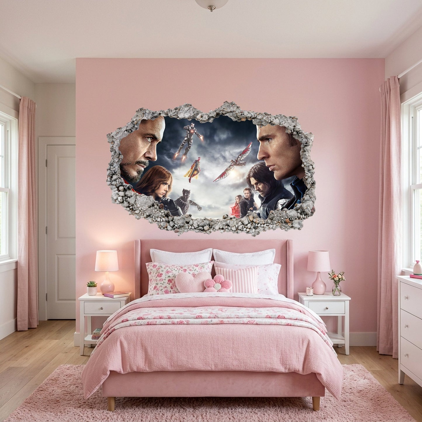 Avengers Endgame Heroes Smashed Brick Decal Wall Art Sticker 021