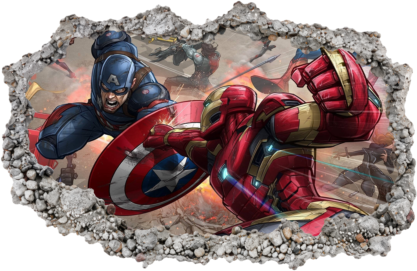 Avengers Endgame Heroes Wall Art Sticker 3D Smashed Wall Decal 026