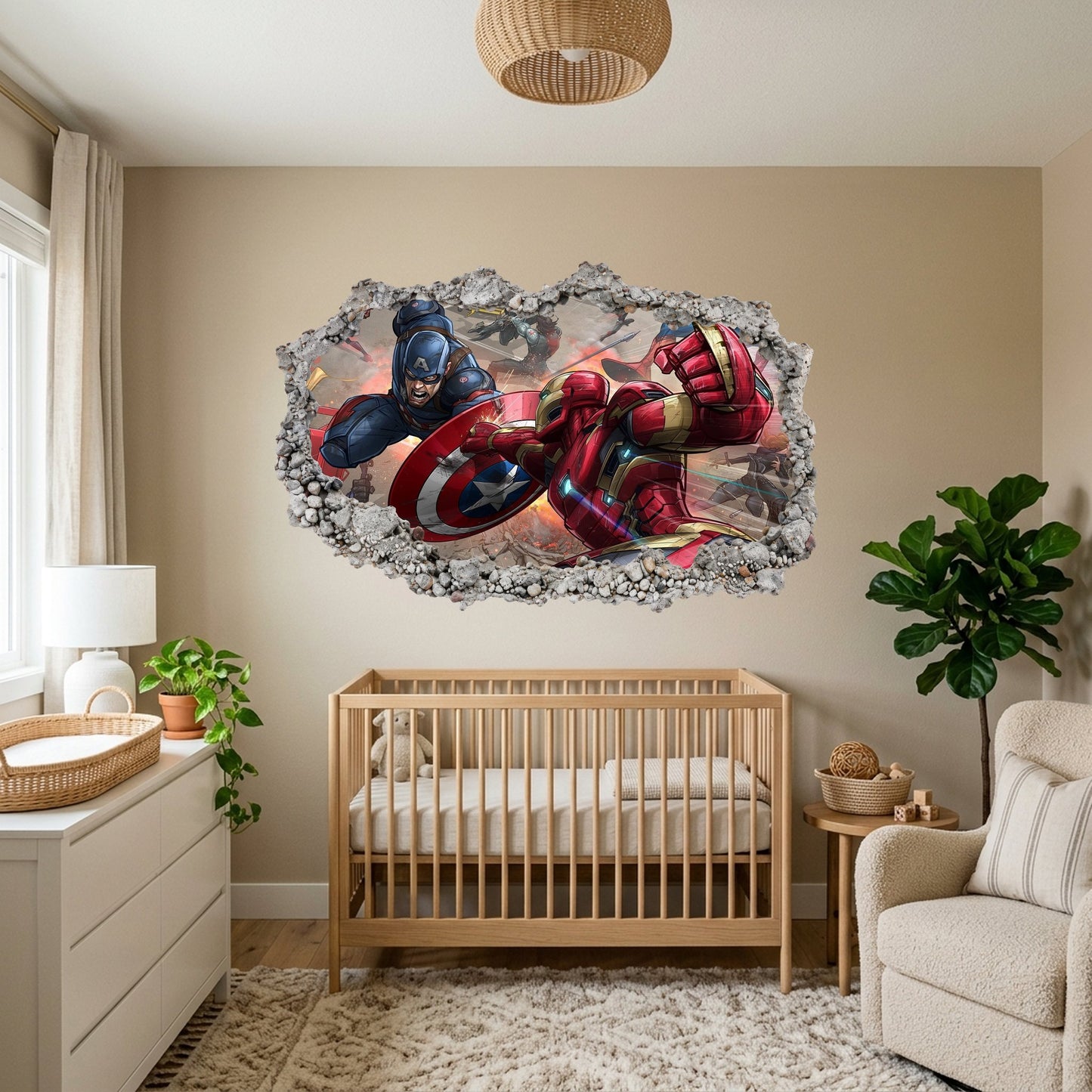 Avengers Endgame Heroes Wall Art Sticker 3D Smashed Wall Decal 026