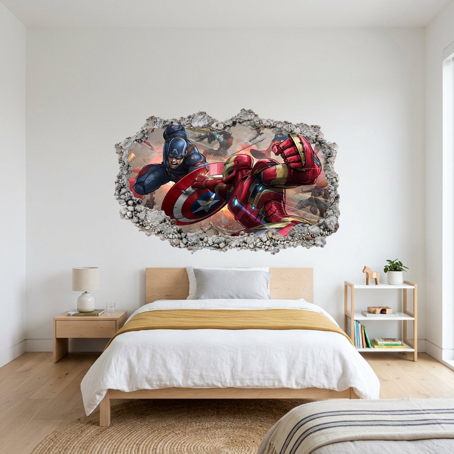 Avengers Endgame Heroes Wall Art Sticker 3D Smashed Wall Decal 026