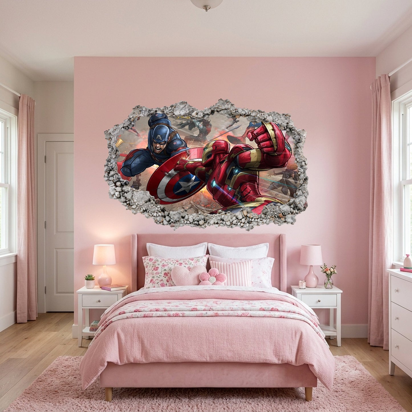 Avengers Endgame Heroes Wall Art Sticker 3D Smashed Wall Decal 026