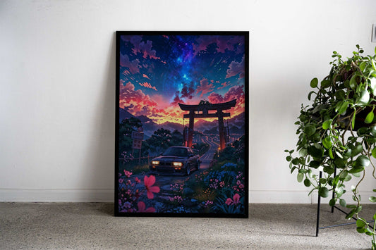 BMW M3 E30 Tori landscape Asian Style Poster | Wall Art for Home & Office | High-Quality Print