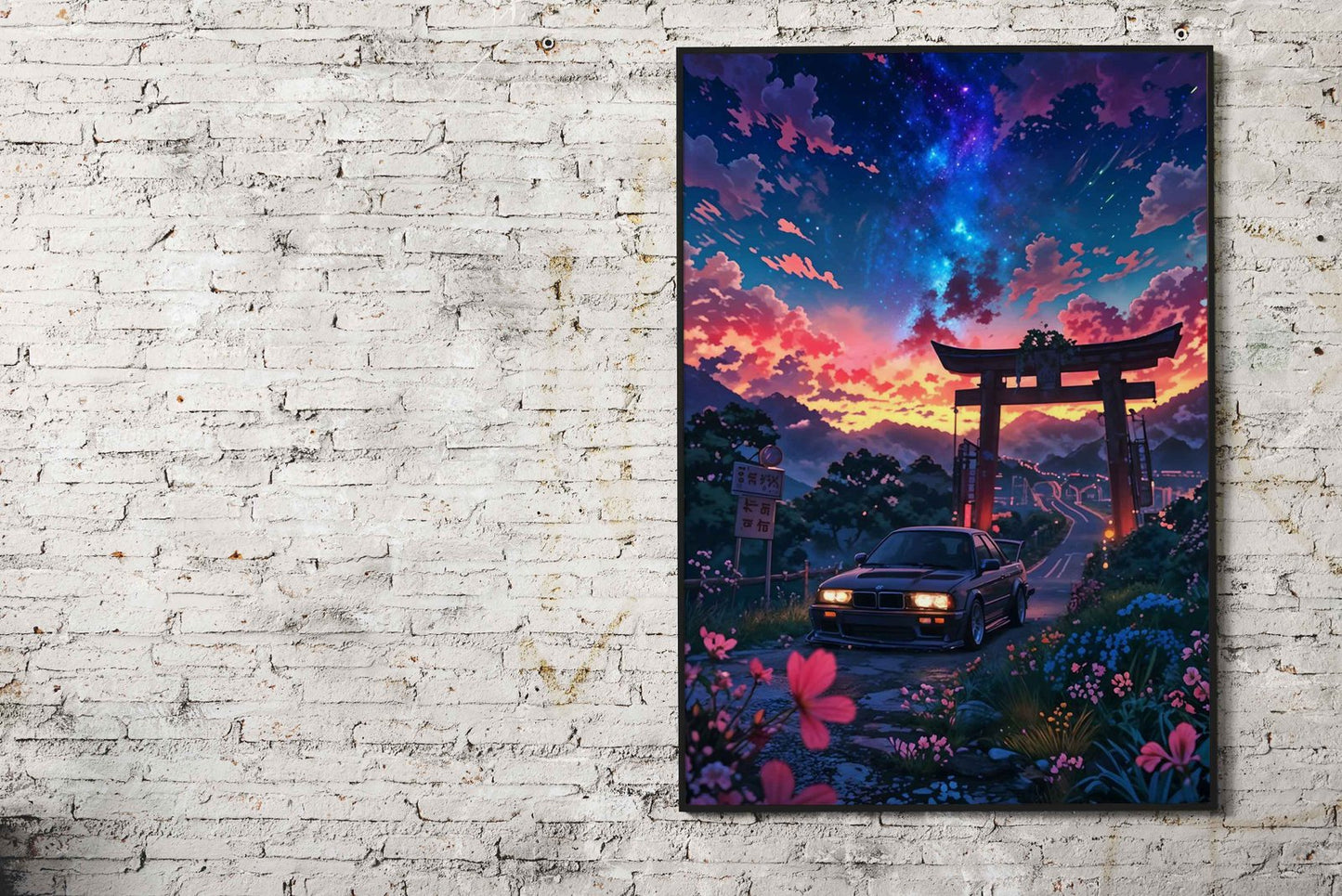 BMW M3 E30 Tori landscape Asian Style Poster | Wall Art for Home & Office | High-Quality Print