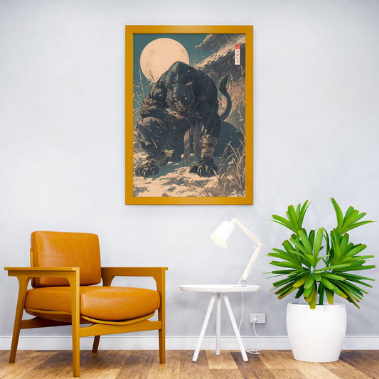 Back Panther Asian Style Poster | Wall Art for Home & Office | High-Quality Print