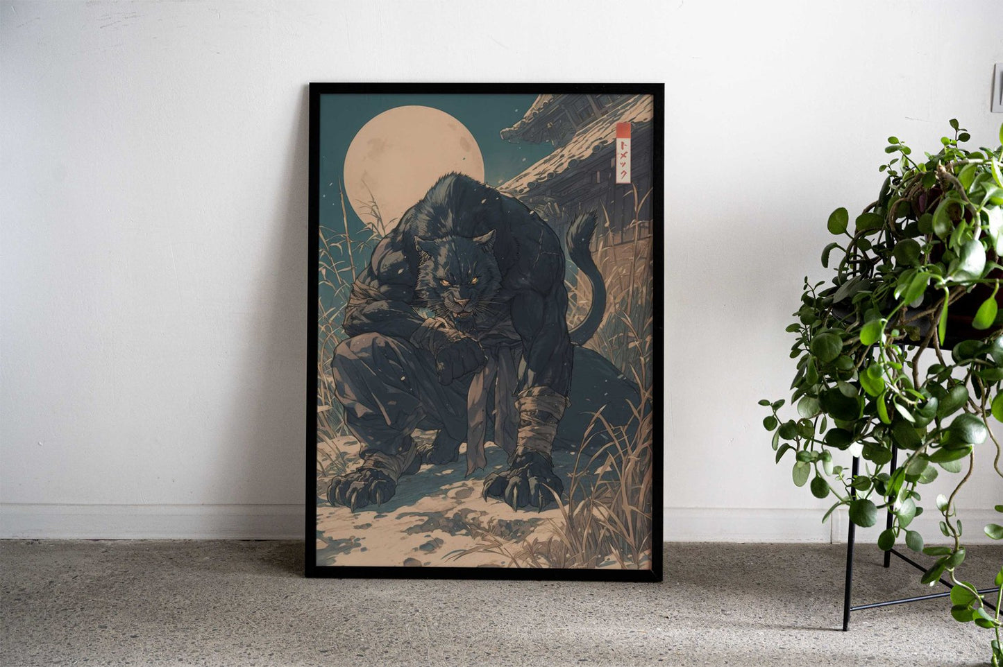 Back Panther Asian Style Poster | Wall Art for Home & Office | High-Quality Print