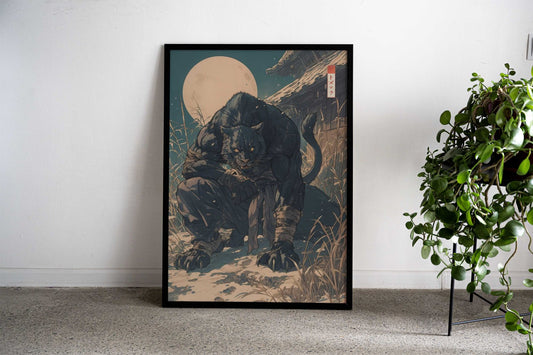 Back Panther Asian Style Poster | Wall Art for Home & Office | High-Quality Print