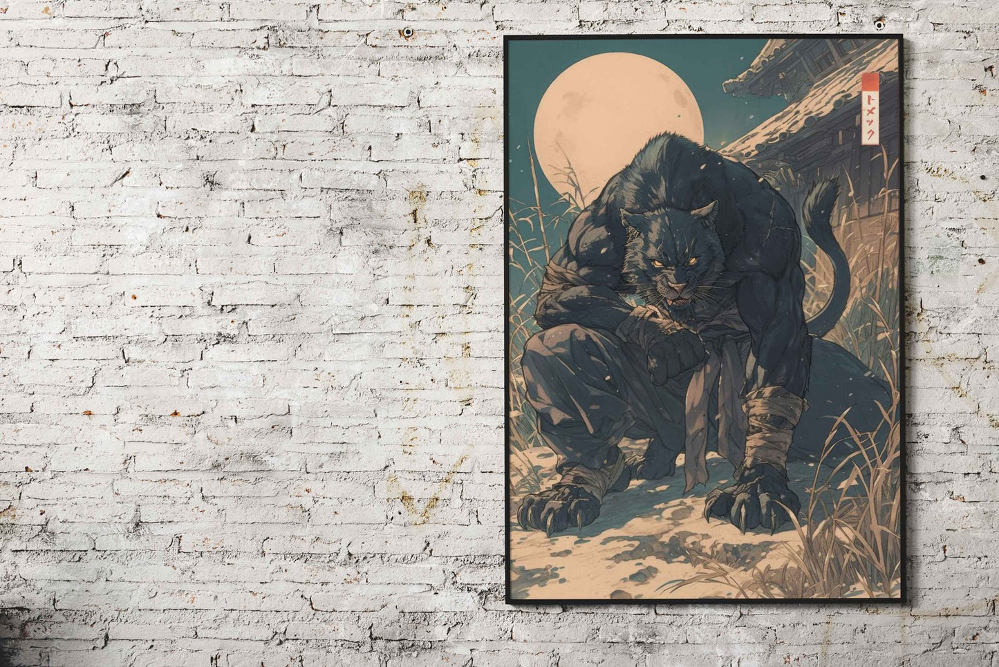 Back Panther Asian Style Poster | Wall Art for Home & Office | High-Quality Print