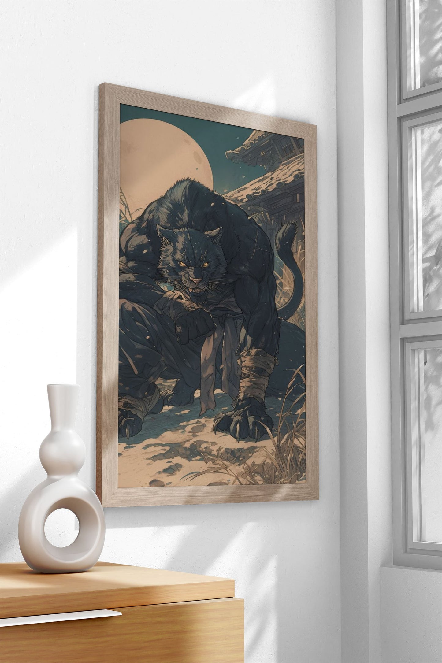 Back Panther Asian Style Poster | Wall Art for Home & Office | High-Quality Print