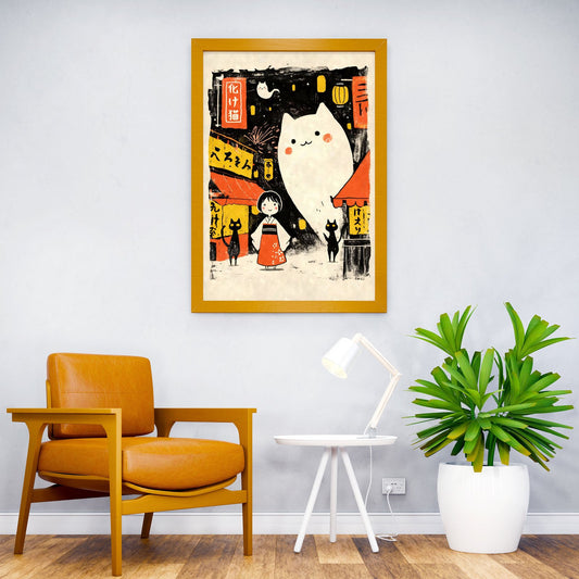 Bakeneko Cat Ghost Yokai Asian Style Poster | Wall Art for Home & Office | High-Quality Print