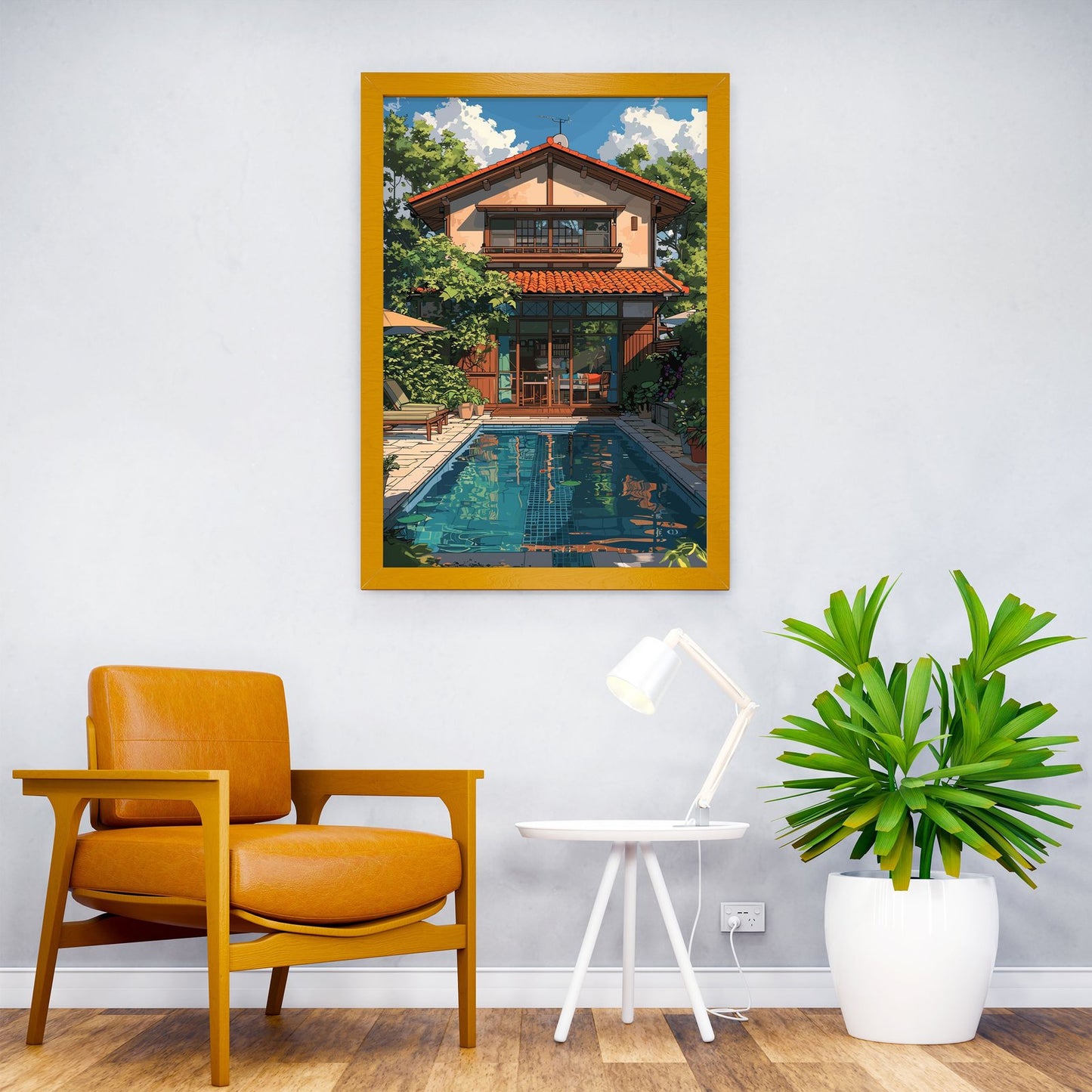 Bali House with pool Asian Style Poster | Wall Art for Home & Office | High-Quality Print