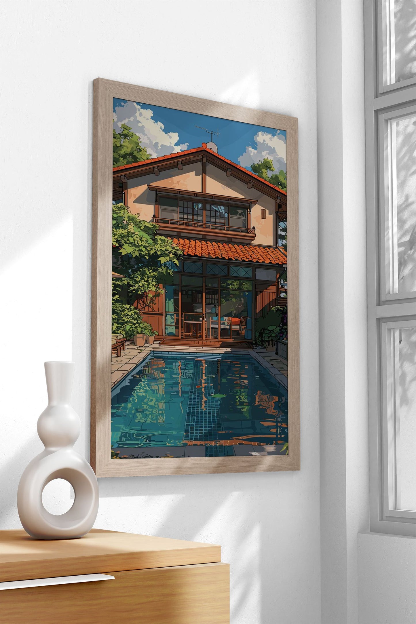 Bali House with pool Asian Style Poster | Wall Art for Home & Office | High-Quality Print