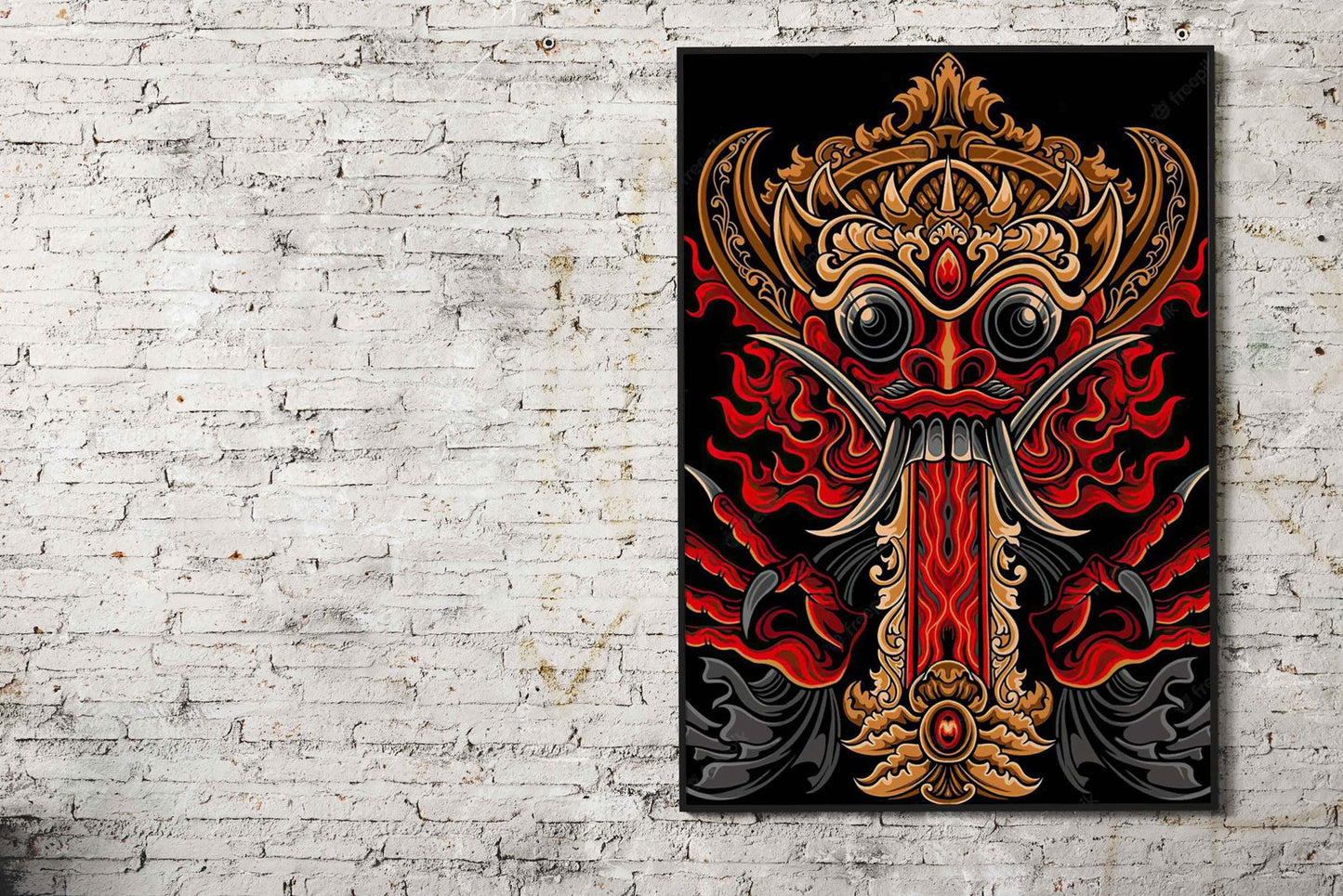 Balinese Barong Mask Asian Style Poster | Wall Art for Home & Office | High-Quality Print