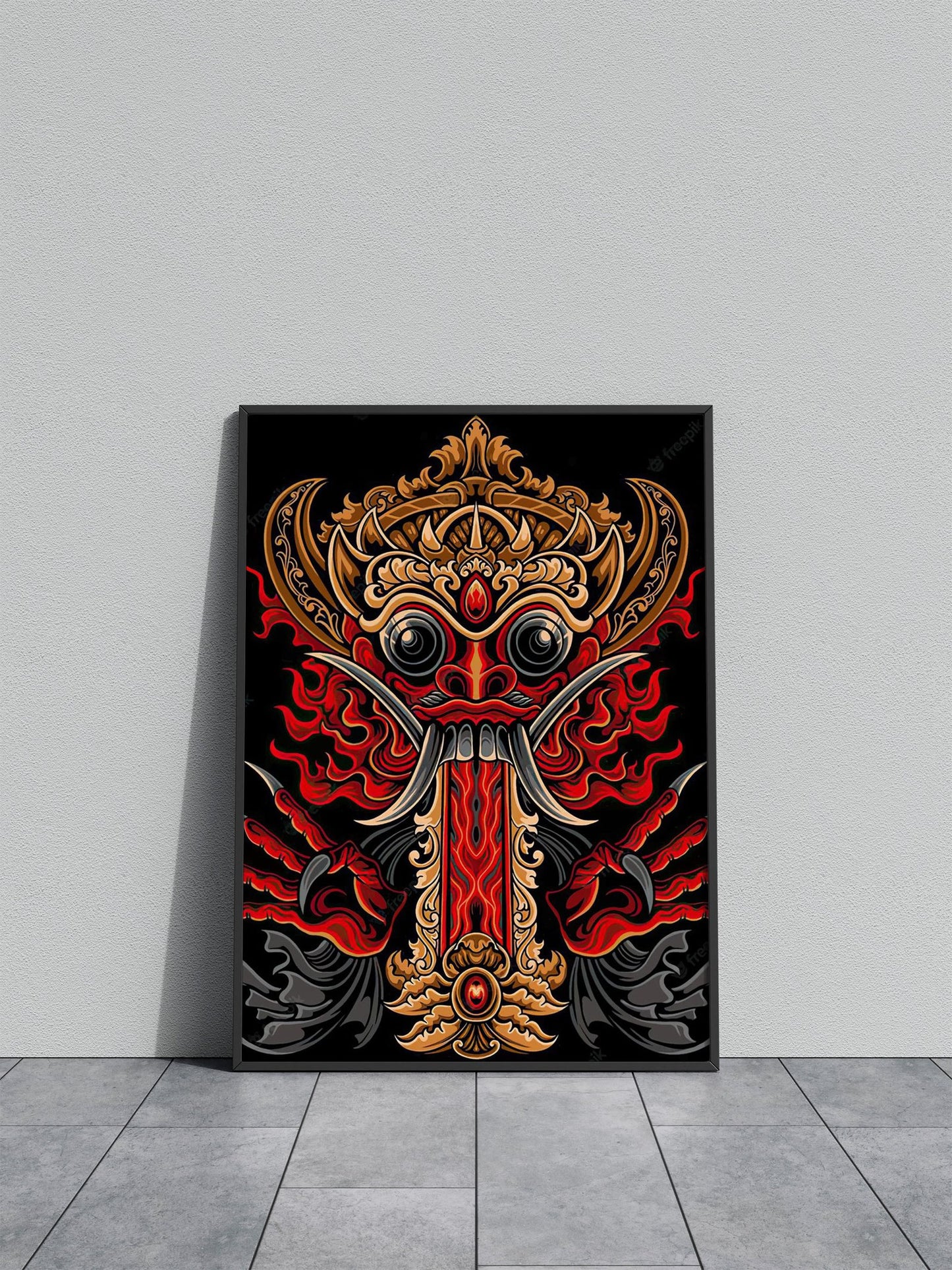 Balinese Barong Mask Asian Style Poster | Wall Art for Home & Office | High-Quality Print
