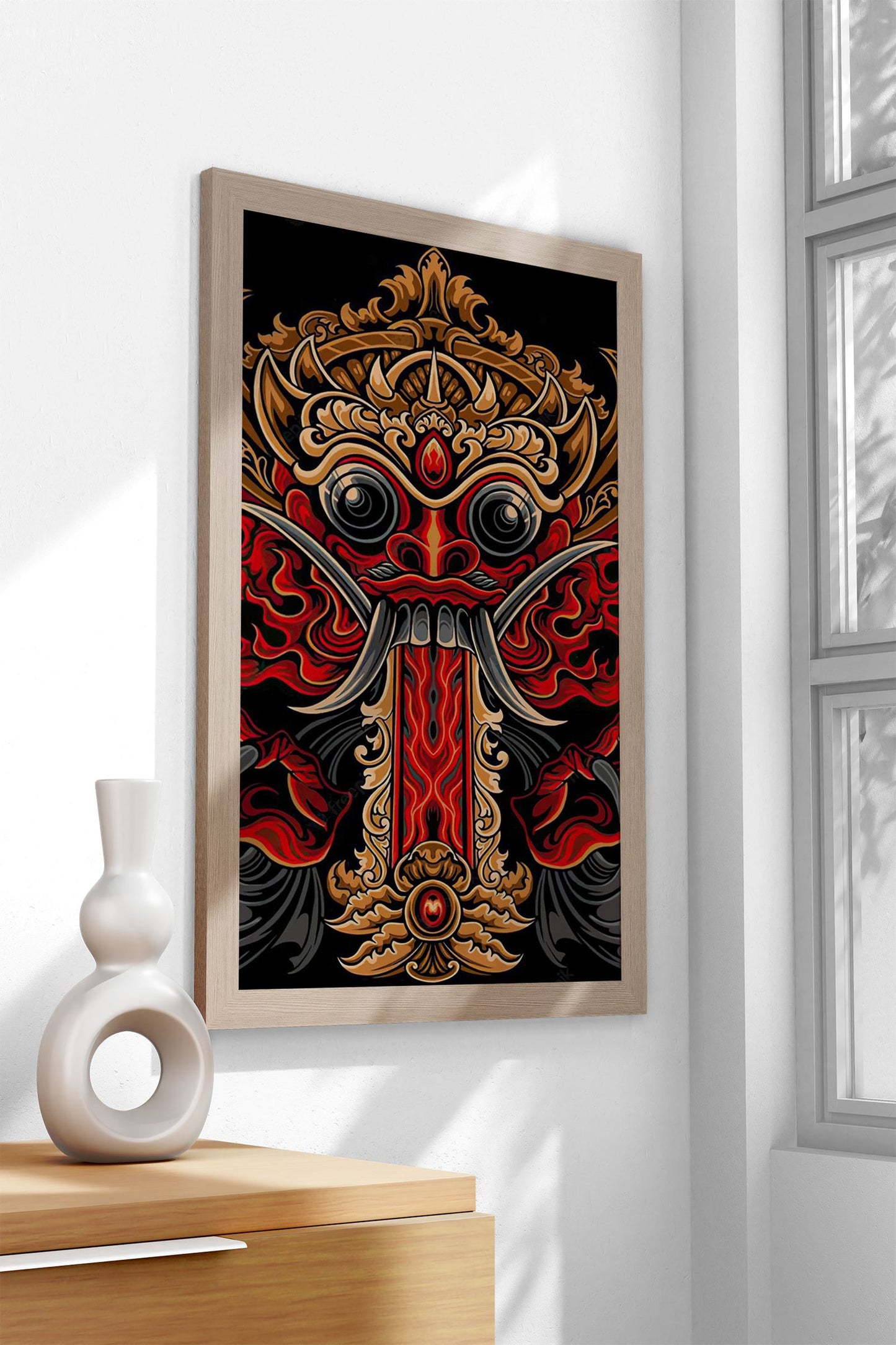Balinese Barong Mask Asian Style Poster | Wall Art for Home & Office | High-Quality Print