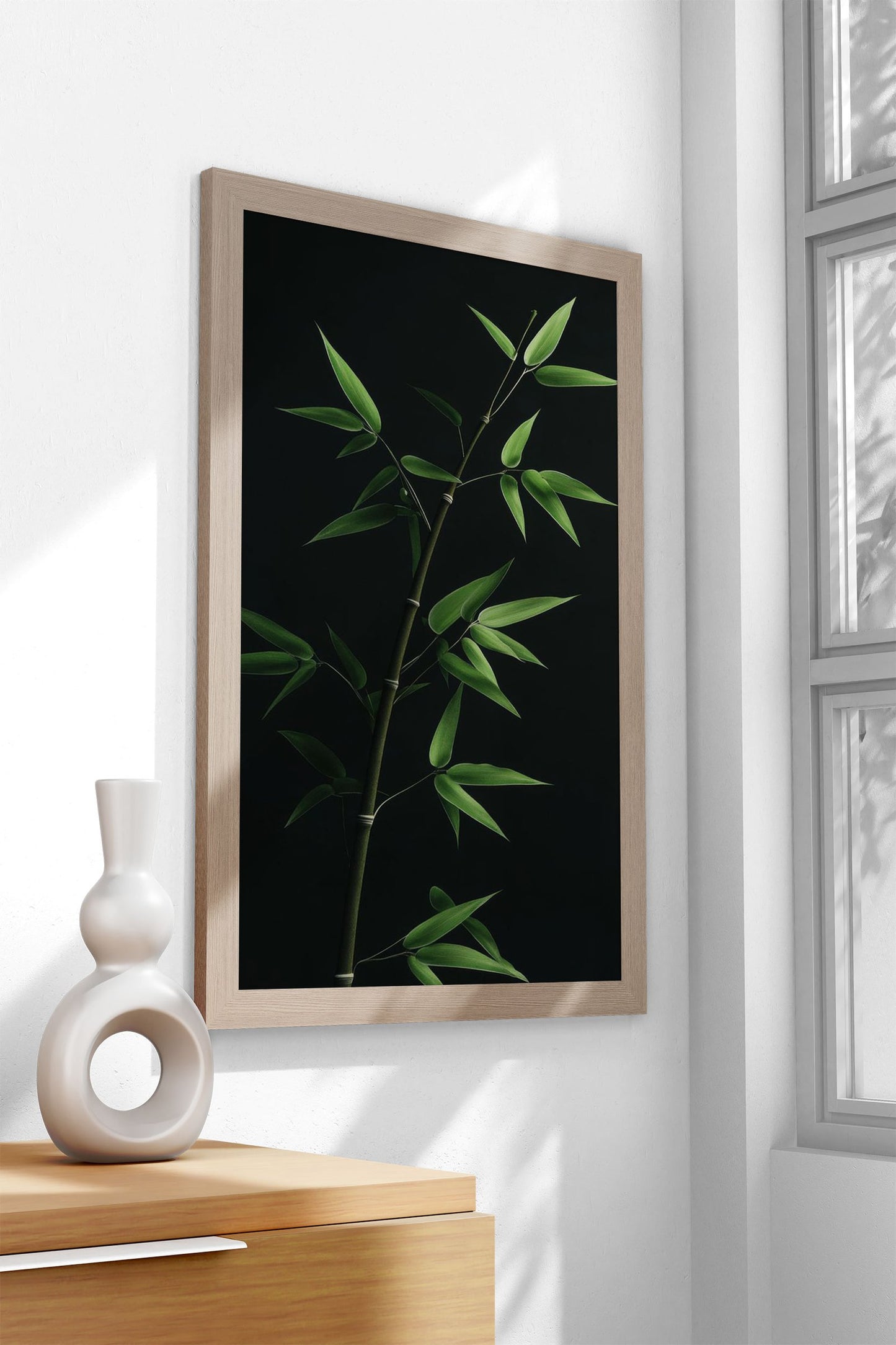 Bamboo Branch on Black Asian Style Poster | Wall Art for Home & Office | High-Quality Print